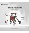 Deambulateur Trive vert avec sac, dossier et porte-canne inclus. Remboursé par la sécurité sociale.