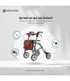 Deambulateur Trive gris avec sac, dossier et porte-canne inclus. Remboursé par la sécurité sociale.