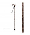 Canne de marche réglable pour femme, motif léopard audacieux, poignée en bois. Remboursable Sécu.