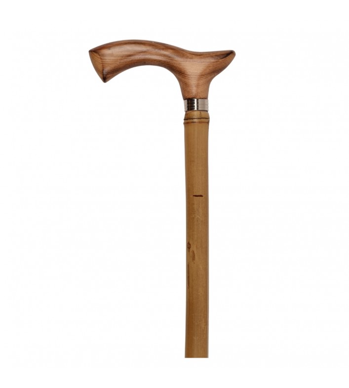 Canne de marche en bambou avec poignée en bois, originale et légère. Produit éligible au remboursement par la Sécu.