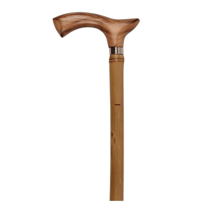 Canne de marche en bambou avec poignée en bois, originale et légère. Produit éligible au remboursement par la Sécu.