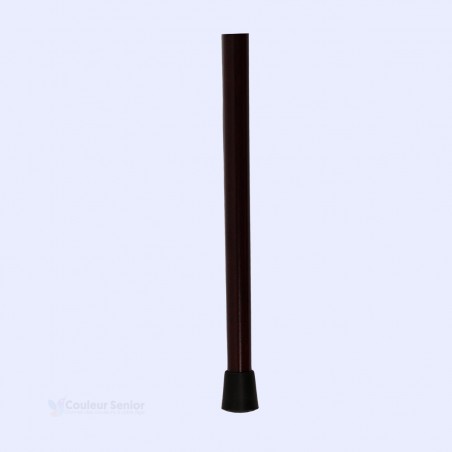 Détail de l'embout sécurisé sur cette canne bicolore, en matériau naturel et biodégradable.