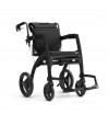 Rollz Motion noir fauteuil transfert vue arrière dossier rembourré roues pleines qualité pharmacie
