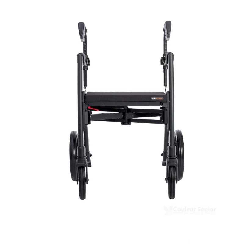 Rollz Motion noir vue face déambulateur 4 roues assise remboursable sécurité sociale garantie 2 ans
