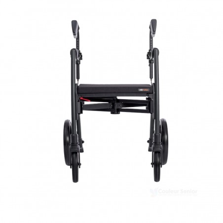 Rollz Motion noir vue face déambulateur 4 roues assise remboursable sécurité sociale garantie 2 ans