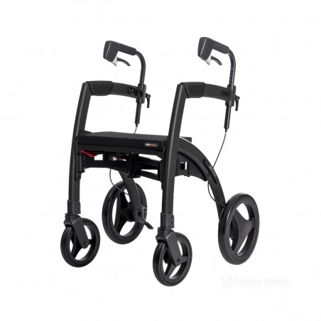 Rollz Motion noir déambulateur 4 roues vue avant pliable qualité pharmacie remboursable sécurité sociale