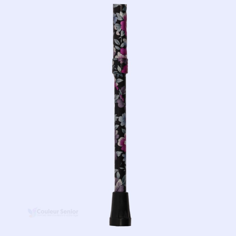 Embout de canne de marche pour femme, luxe en aluminium. Design féminin et fleuri, poignée Derby élégante en bois.