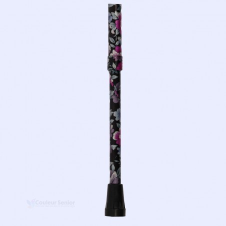 Embout de canne de marche pour femme, luxe en aluminium. Design féminin et fleuri, poignée Derby élégante en bois.