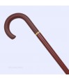 Canne de marche en bois de hêtre marron à poignée arrondie. Design élégant et classique éligible au remboursement par la Sécu.