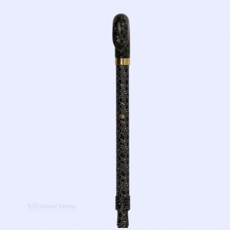 Mécanisme de réglage pour cette canne de marche noire, robuste et très discrète. Idéal pour offrir en cadeau.