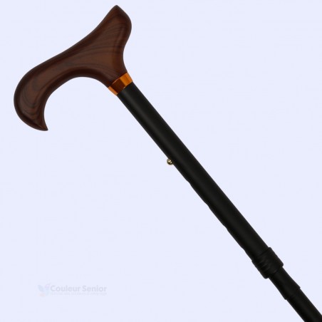 Jolie poignée Derby diagonale, canne de marche pliable noire, discrète et idéale à offrir à un homme ou à une femme.