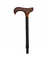 Poignée Derby en bois de face sur une canne de marche noire classique. Idéal cadeau pour maman !