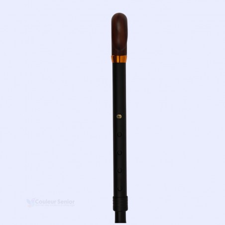 Système de pliage à 90 degrés sur cette canne de marche senior noire, pratique et très discrète.