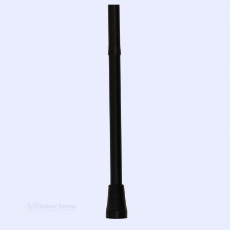 Détail de l'embout de sécurité sur une canne de marche noire pliable, idéale pour la marche des seniors.