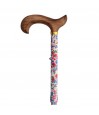Canne de marche pliable blanche, fleurs bleues et roses. Un beau cadeau original pour femme.. Bon rapport qualite-prix.