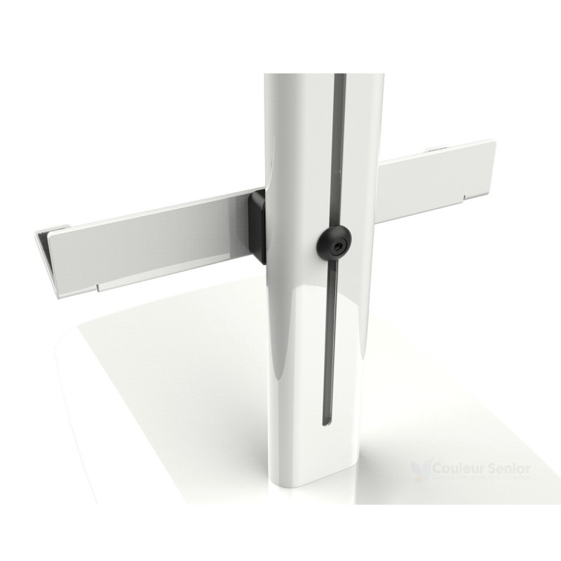 Vue detail barre reglable et support coulissant socle aide au lever Let's Get Up blanc
