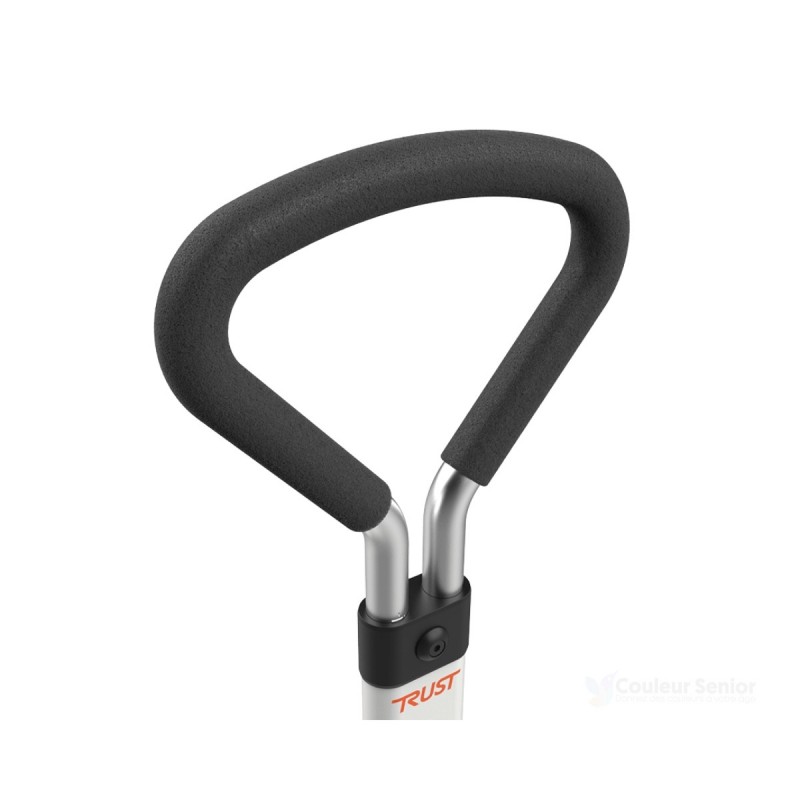 Gros plan poignee ergonomique mousse noire arceau aide au lever Let's Get Up Trustcare
