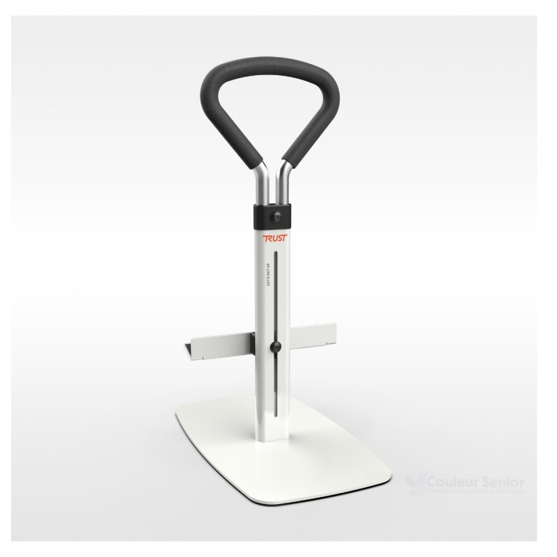 Poignee aide au lever Let's Get Up avec socle blanc hauteur reglable vue complete produit