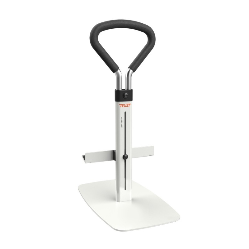 Poignee aide au lever Let's Get Up Trust avec socle blanc plaque sol vue trois quarts