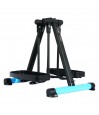 Pédalier elliptique compact HomeTrack vue d'ensemble noir et bleu sur fond blanc