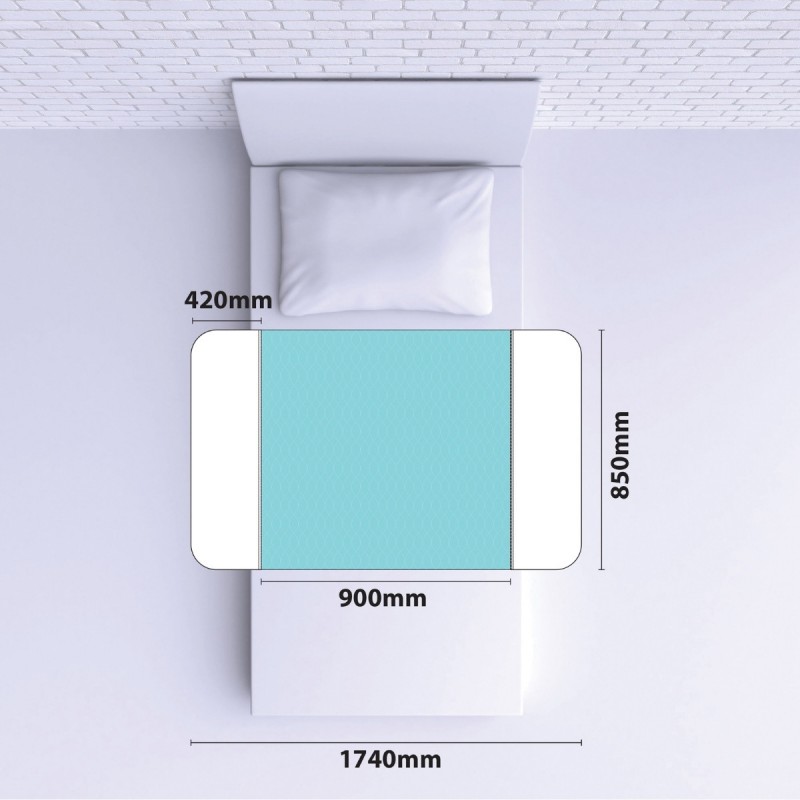 Schéma dimensions alèse lavable avec rabats lit simple 85x90 cm – rabats 42 cm