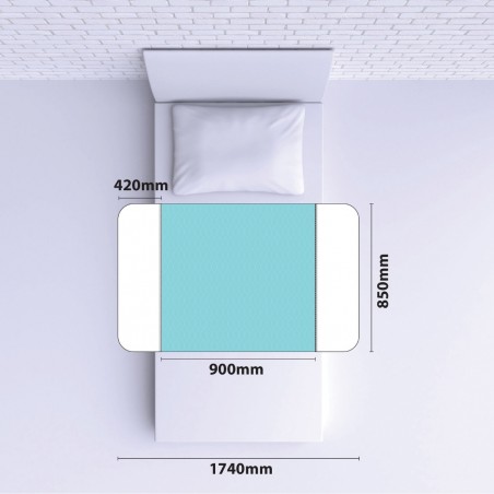 Schéma dimensions alèse lavable avec rabats lit simple 85x90 cm – rabats 42 cm