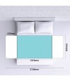 Schéma dimensions alèse lavable avec rabats lit double 85x135 cm – rabats 42 cm, largeur totale 2150 mm