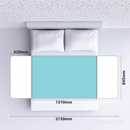 Schéma dimensions alèse lavable avec rabats lit double 85x135 cm – rabats 42 cm, largeur totale 2150 mm