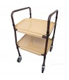 Desserte table roulante 2 plateaux crème cadre acier chocolat – hauteur reglable senior domicile