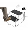 Marchepied 2 marches acier blanc avec dimensions 45x48x37,5cm et charge maximale 100kg
