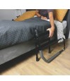 Installation barrière de lit escamotable sur sommier tapissier pieds réglables au sol