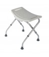 Tabouret de douche blanc pliable antidérapant en aluminium, réglable en hauteur, idéal pour les seniors. Qualite pharmacie.