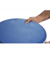 Coussin mousse bleu souple du tabouret de douche pivotant Santorin - détail texture assise. Ideal pour les adultes.