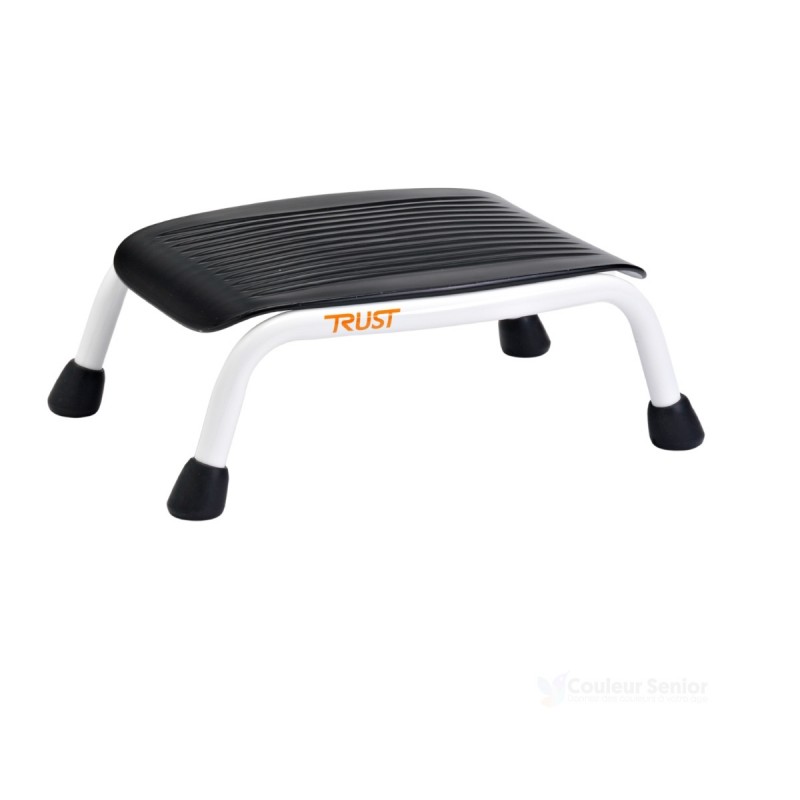 Marchepied TrustCare Let's Step blanc noir pieds caoutchouc vue de face salle de bain