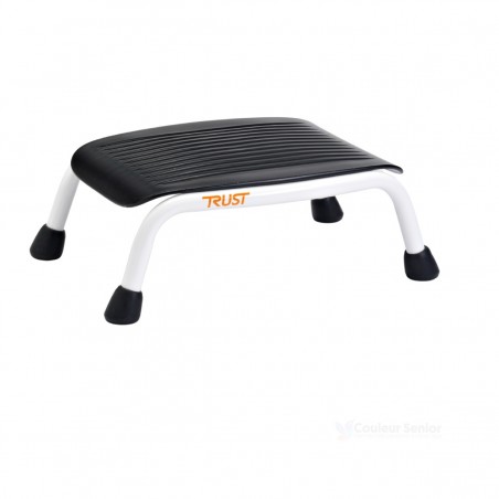 Marchepied TrustCare Let's Step blanc noir pieds caoutchouc vue de face salle de bain