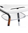 Gros plan panier métallique sous assise tabouret douche TrustCare Let's Sing rangement accessoires