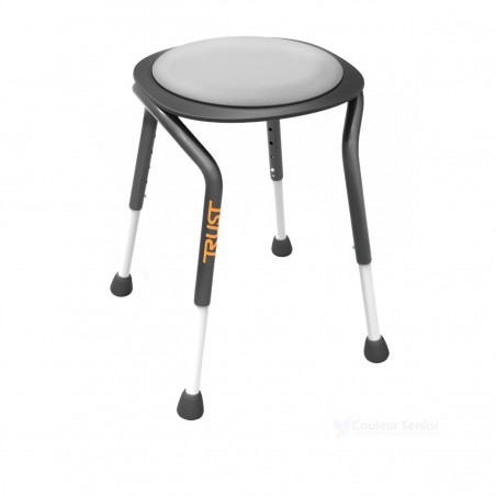 Tabouret douche design élégant gris anthracite assise ronde rembourrée sécurité seniors