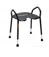 Tabouret douche confortable assise large découpe intime poignées ergonomiques sécurité seniors