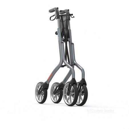 Déambulateur lets move trustcare plié compact gris aluminium transport facile couleur senior