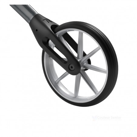 Gros plan roue 20cm aluminium déambulateur lets move maniable tous terrains couleur senior