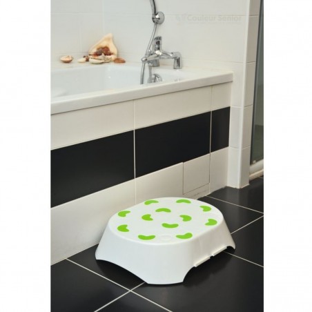 Marche Moorea blanche pads verts antidérapants pied baignoire salle de bain CouleurSenior