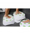 Marches Moorea blanches empilées escalier pads verts antidérapants zoom surface salle de bain CouleurSenior