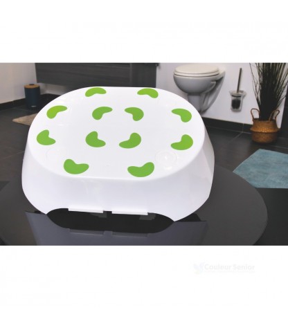 Marche pied Moorea blanche pads caoutchouc verts antidérapants vue dessus salle de bain CouleurSenior