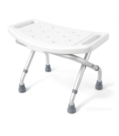 Tabouret de douche pliant Aidapt en aluminium, face. Toilette sécurisée pour le senior.