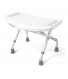 Tabouret de douche pliant Aidapt en aluminium, face. Toilette sécurisée pour le senior.