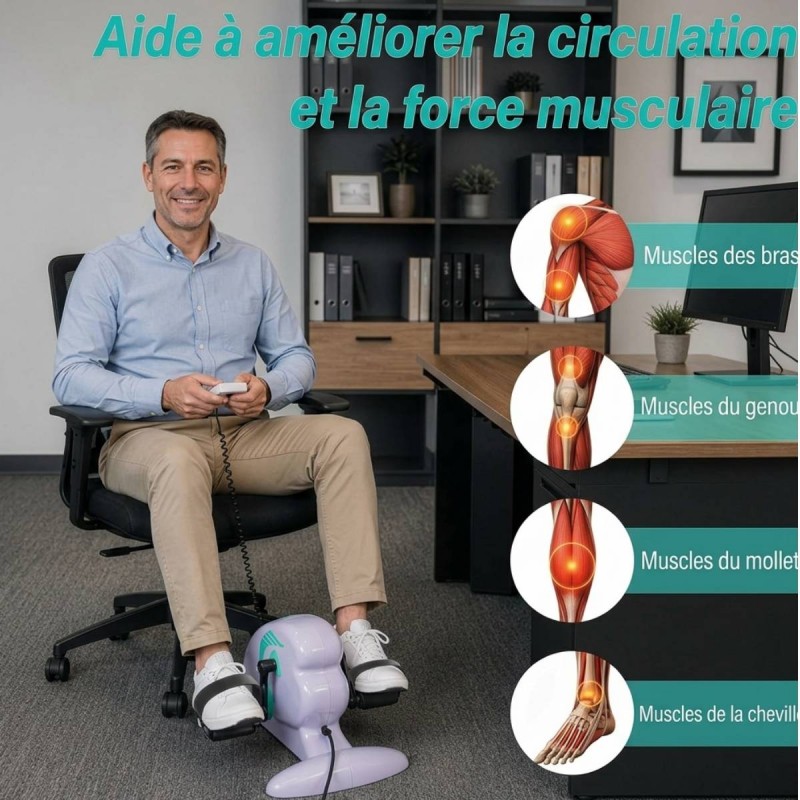 Homme utilisant le pédalier électrique assis avec télécommande