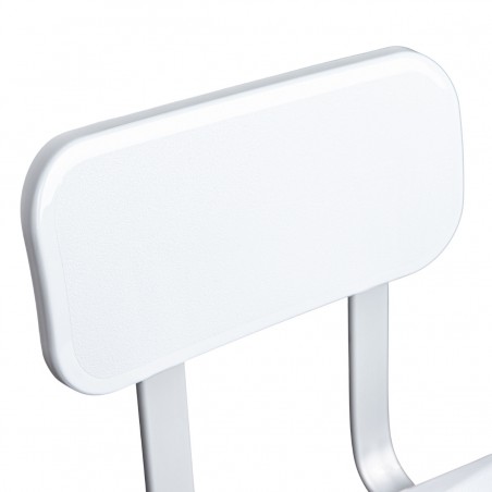 Chaise de bain blanche avec dossier et accoudoirs, soutien de haute qualité et antichute.