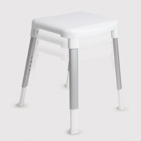 Chaise de douche réglable en hauteur en 5 positions faite avec des matériaux de qualité.