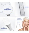 Détails de sécurité du siège de douche réglable en aluminium léger pour seniors.