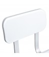Zoom sur le dossier ergonomique blanc du tabouret de douche pour un maintien optimal.